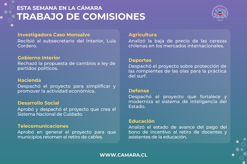 Sistema de Cuidados entre temas de las comisiones esta semana